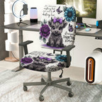 2-Piece Cute Cow Butterfly Floral  Computer Chair Cover Set, Seat and Backrest