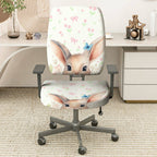 2-Piece Cute Bunny Floral Pattern Spring Easter  Computer Chair Cover Set, Seat and Backrest