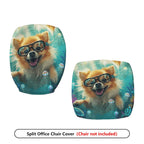2-Piece Fun Ocean Animal Dog Glasses  Computer Chair Cover Set, Seat and Backrest
