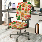 2-Piece Christmas Gingerbread House Candy Cane Tree Holiday  Computer Chair Cover Set, Seat and Backrest