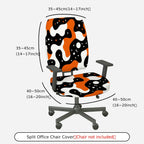 2-Piece Abstract Geometric Modern Art Style Orange Black White  Computer Chair Cover Set, Seat and Backrest