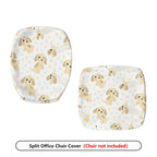 2-Piece Cute Dog Pattern Dotted Puppy Decorative  Computer Chair Cover Set, Seat and Backrest