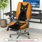 2-Piece Black cat animal portrait art stylish  Computer Chair Cover Set, Seat and Backrest