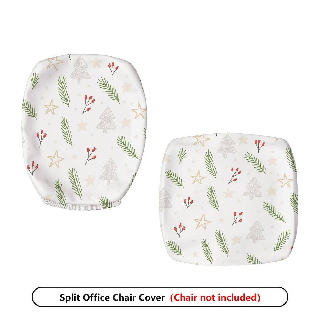 2-Piece Christmas Festive Holiday Decor Tree Star  Computer Chair Cover Set, Seat and Backrest