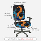 2-Piece Abstract Artistic Vibrant Swirl Water Wave  Computer Chair Cover Set, Seat and Backrest