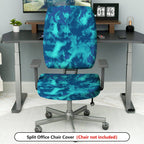 2-Piece Abstract Pattern Tie-dye Blue  Computer Chair Cover Set, Seat and Backrest