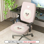 2-Piece Cute Dog Heart Pink Adorable Fun  Computer Chair Cover Set, Seat and Backrest
