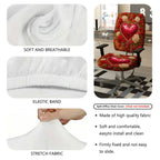 2-Piece Romantic Valentine Heart Love Rose Flower  Computer Chair Cover Set, Seat and Backrest