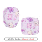 2-Piece Cute Teddy Bear Pink Hearts Stars Bow  Computer Chair Cover Set, Seat and Backrest
