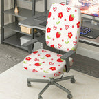 2-Piece Strawberry Flower Heart Pattern  Computer Chair Cover Set, Seat and Backrest