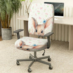 2-Piece Cute Bunny Floral Pattern Spring Easter  Computer Chair Cover Set, Seat and Backrest