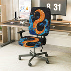 2-Piece Abstract Artistic Vibrant Swirl Water Wave  Computer Chair Cover Set, Seat and Backrest
