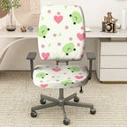 2-Piece Cute Frog Heart Flower  Computer Chair Cover Set, Seat and Backrest