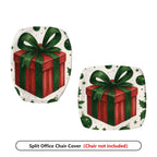 2-Piece Christmas Holiday Gift Bow Green Red  Computer Chair Cover Set, Seat and Backrest