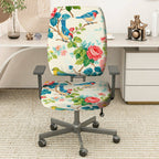 2-Piece Floral Bird Pattern Rose Spring Nature Garden  Computer Chair Cover Set, Seat and Backrest