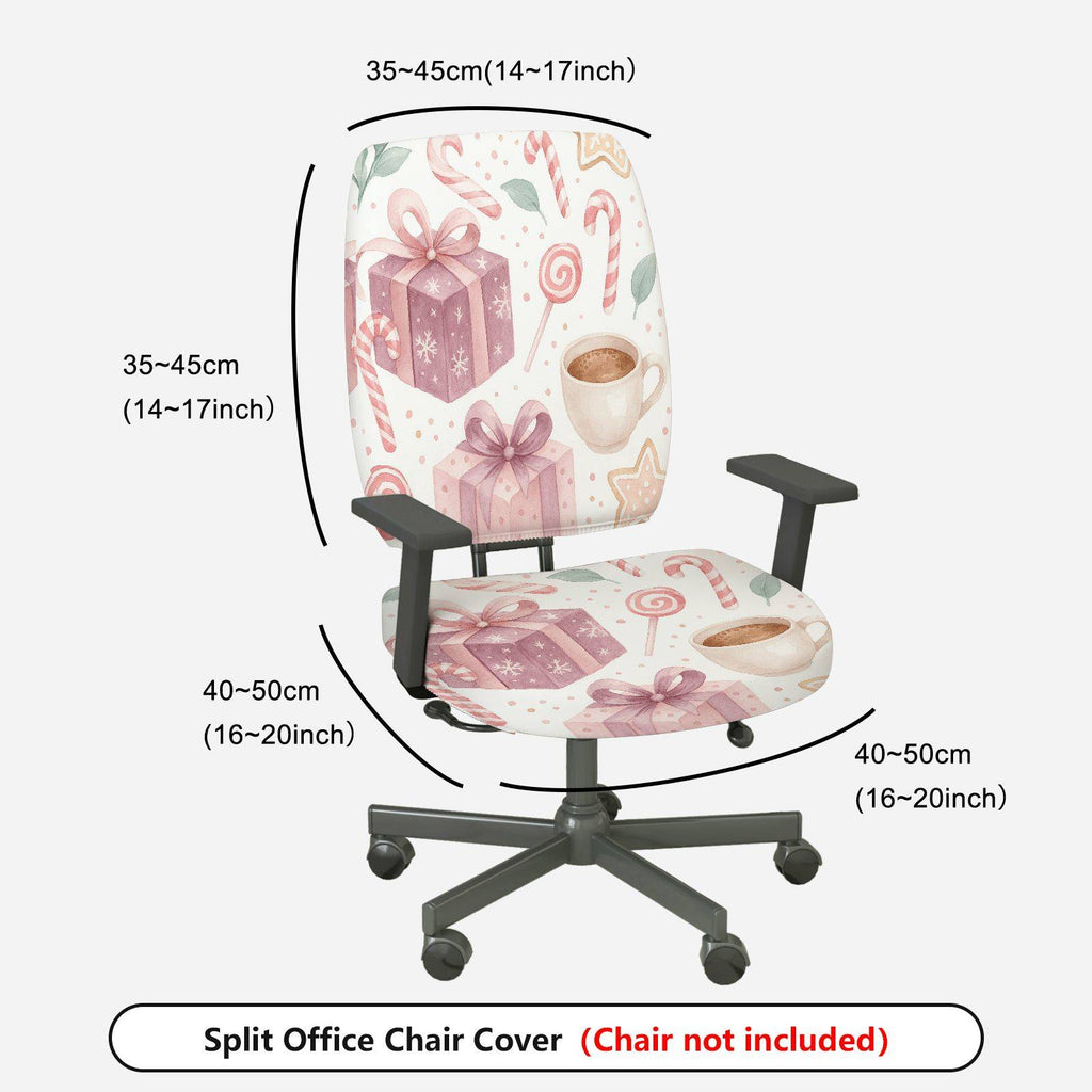 2-Piece Christmas festive gift coffee candy  Computer Chair Cover Set, Seat and Backrest