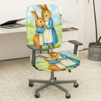 2-Piece Cute Animal Artistic Decorative Easter  Computer Chair Cover Set, Seat and Backrest