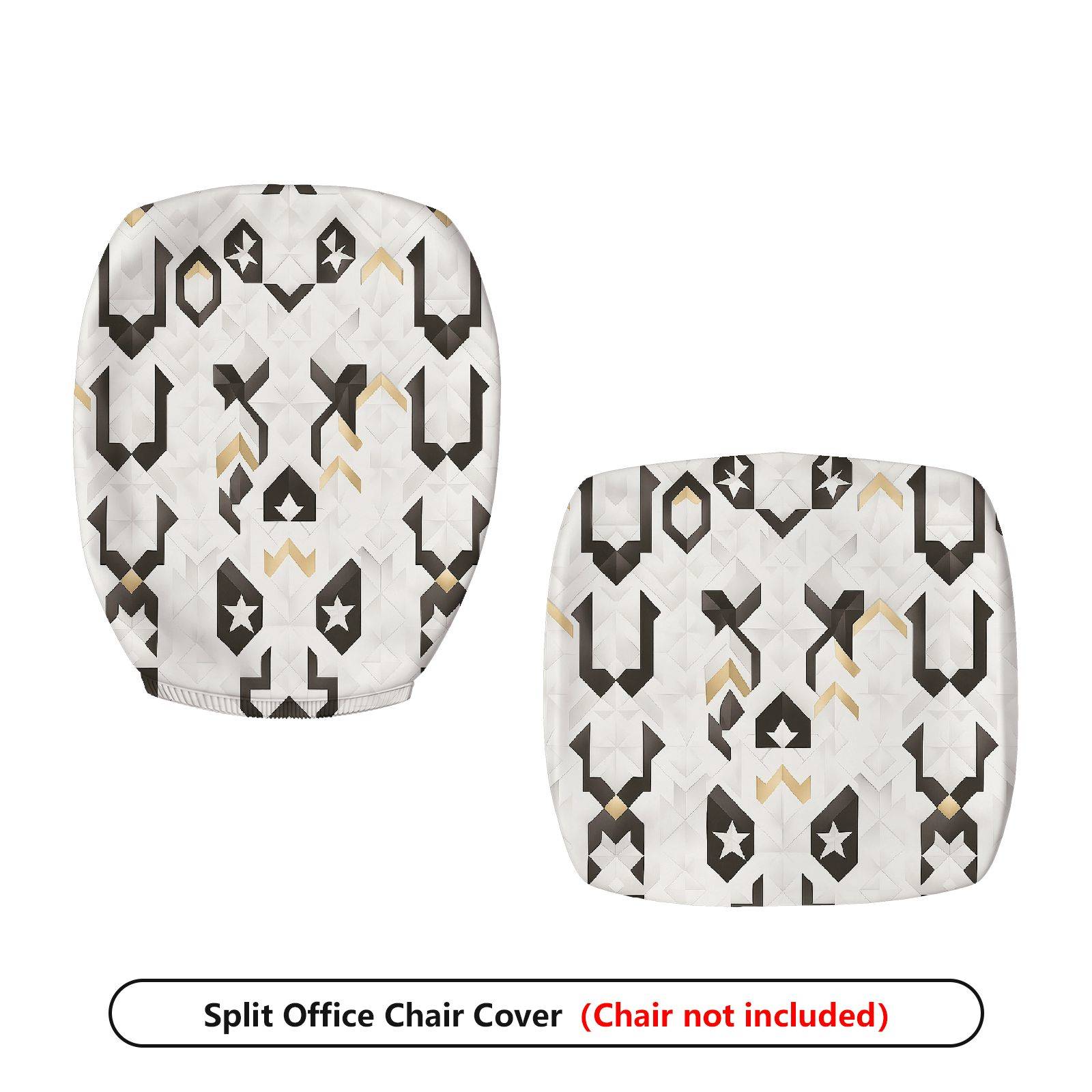 2-Piece Abstract Geometric Star Pattern  Computer Chair Cover Set, Seat and Backrest