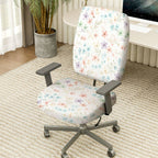 2-Piece Floral Pastel Botanical Pattern Spring Decor  Computer Chair Cover Set, Seat and Backrest