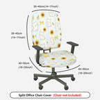 2-Piece Cute Sunflower Cat Bow Spring  Computer Chair Cover Set, Seat and Backrest