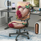 2-Piece Romantic Heart Flower Butterfly Pearl  Computer Chair Cover Set, Seat and Backrest
