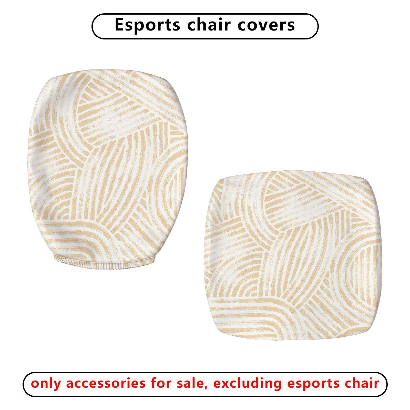 2-Piece Abstract Geometric White Beige Modern Stylish  Computer Chair Cover Set, Seat and Backrest