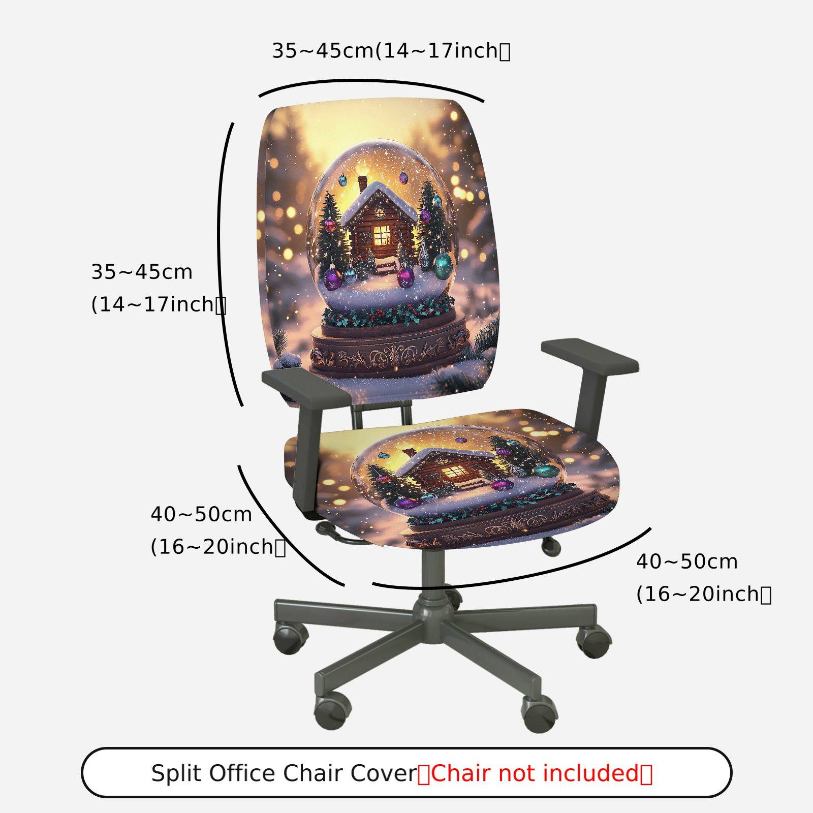 2-Piece Christmas cabin snow globe festive  Computer Chair Cover Set, Seat and Backrest