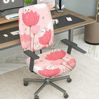 2-Piece Pink Flower Rabbit Cute Spring  Computer Chair Cover Set, Seat and Backrest