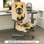 2-Piece Black Cat Cute Cozy Fun Autumn Halloween  Computer Chair Cover Set, Seat and Backrest