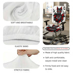 2-Piece Gothic Cat Floral Artistic Red Black  Computer Chair Cover Set, Seat and Backrest