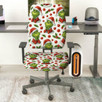 2-Piece Christmas Santa Grinch Holly Berry  Computer Chair Cover Set, Seat and Backrest