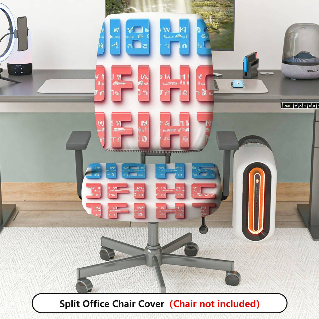 2-Piece 3D Letter Print Modern Abstract  Computer Chair Cover Set, Seat and Backrest