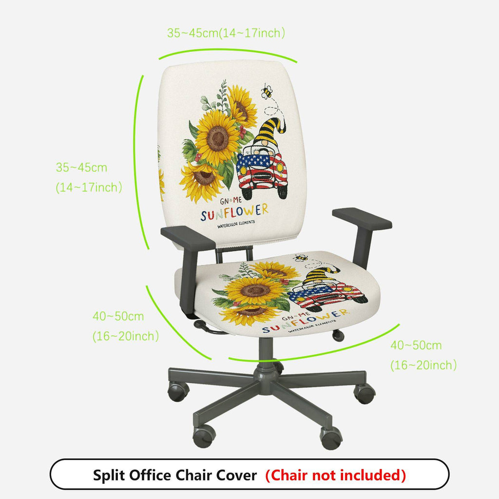 2-Piece Sunflower Gnome Christmas American Vintage Car Bee  Computer Chair Cover Set, Seat and Backrest