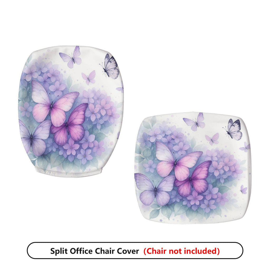 2-Piece Butterfly Floral Pastel Elegant Delicate  Computer Chair Cover Set, Seat and Backrest