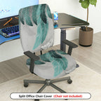 2-Piece Abstract Feather Leaf Print Pattern  Computer Chair Cover Set, Seat and Backrest