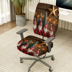 2-Piece Christmas Gnome Tree Star  Computer Chair Cover Set, Seat and Backrest