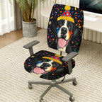 2-Piece Dog Birthday Party Celebration Colorful Festive  Computer Chair Cover Set, Seat and Backrest