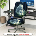 2-Piece Polar Bear Family Forest Night Scandinavian Christmas  Computer Chair Cover Set, Seat and Backrest