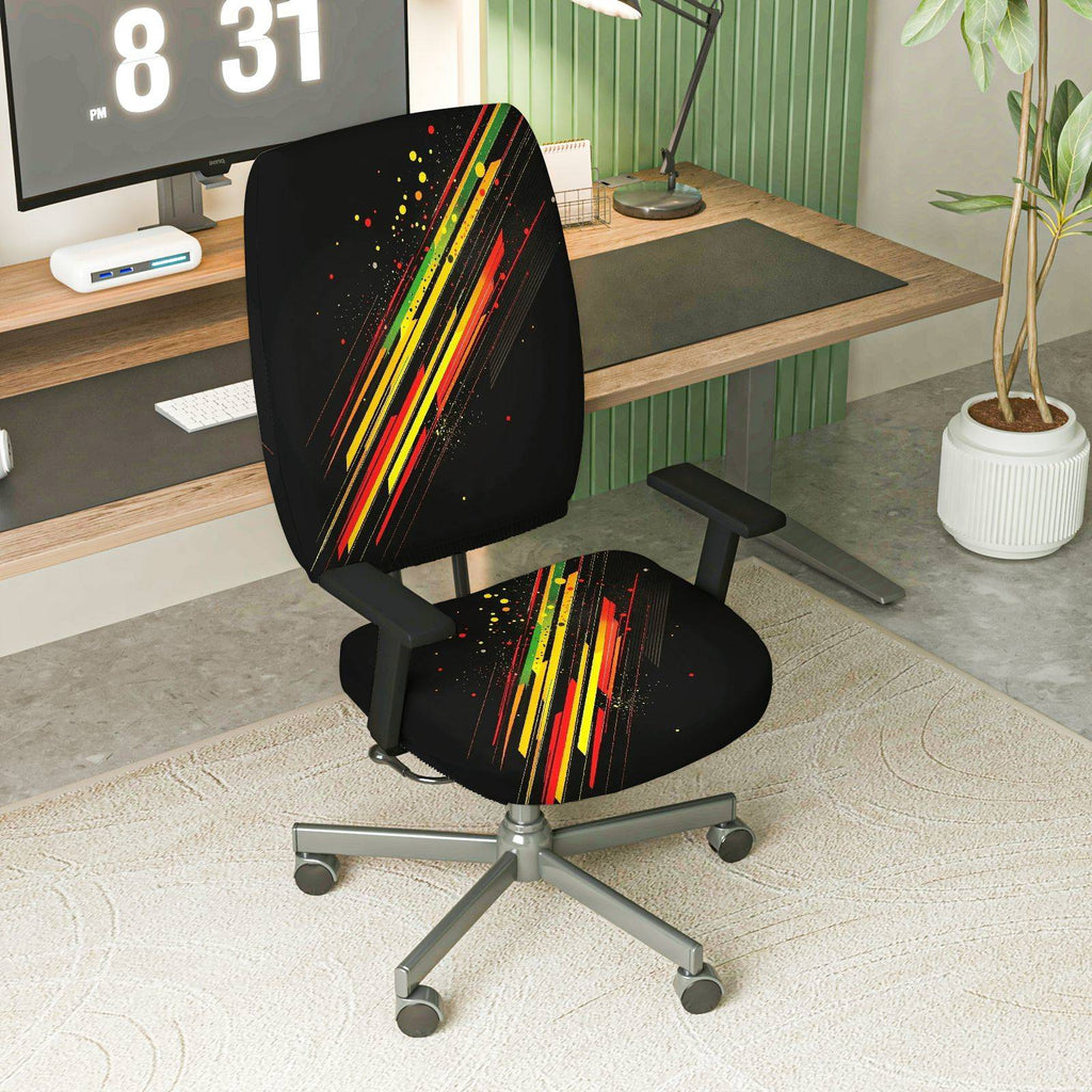 2-Piece Abstract Colorful Art Modern Urban Vibrant  Computer Chair Cover Set, Seat and Backrest