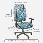 2-Piece Abstract Geometric Art Stained Glass Unicorn Blue  Computer Chair Cover Set, Seat and Backrest