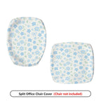 2-Piece Floral Pastel Spring Modern Cute Blue  Computer Chair Cover Set, Seat and Backrest