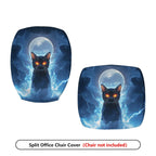 2-Piece Halloween Moon Cat Lightning Sky  Computer Chair Cover Set, Seat and Backrest