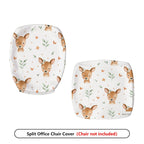 2-Piece Cute Deer Pattern Printed Heart Floral  Computer Chair Cover Set, Seat and Backrest