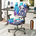 2-Piece Cute Elephant Butterfly Flower  Computer Chair Cover Set, Seat and Backrest