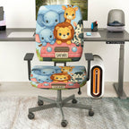 2-Piece Safari Animal Cute Colorful  Computer Chair Cover Set, Seat and Backrest
