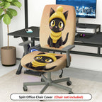 2-Piece Black Cat Cute Cozy Fun Autumn Halloween  Computer Chair Cover Set, Seat and Backrest