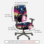 2-Piece Cat Night City Festival Decorative Moon  Computer Chair Cover Set, Seat and Backrest