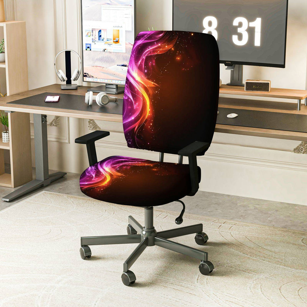 2-Piece Abstract Colorful Cosmic Star  Computer Chair Cover Set, Seat and Backrest