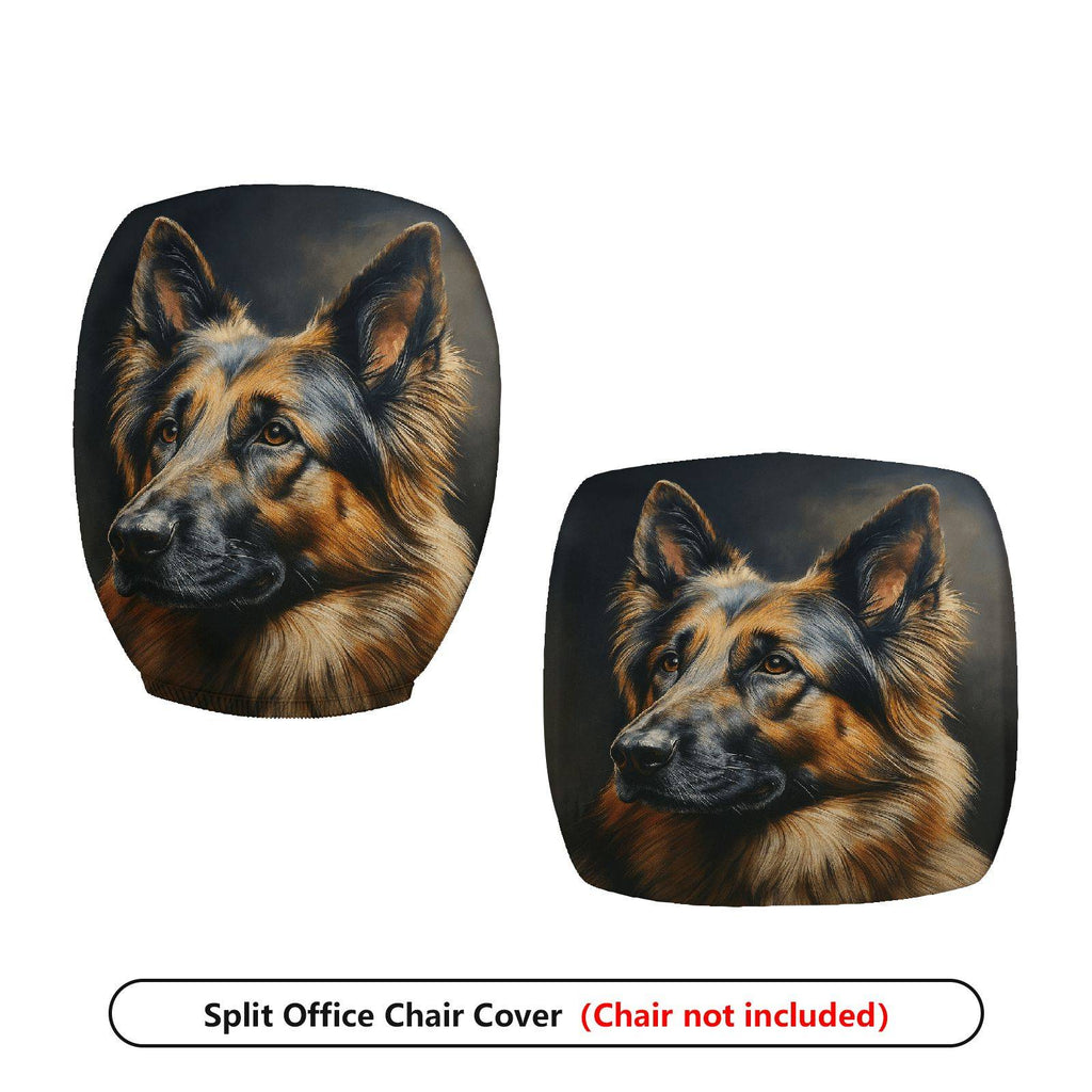 2-Piece German Shepherd Dog Animal  Computer Chair Cover Set, Seat and Backrest
