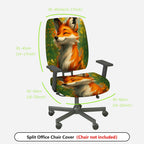 2-Piece Cute Fox Animal Art  Computer Chair Cover Set, Seat and Backrest